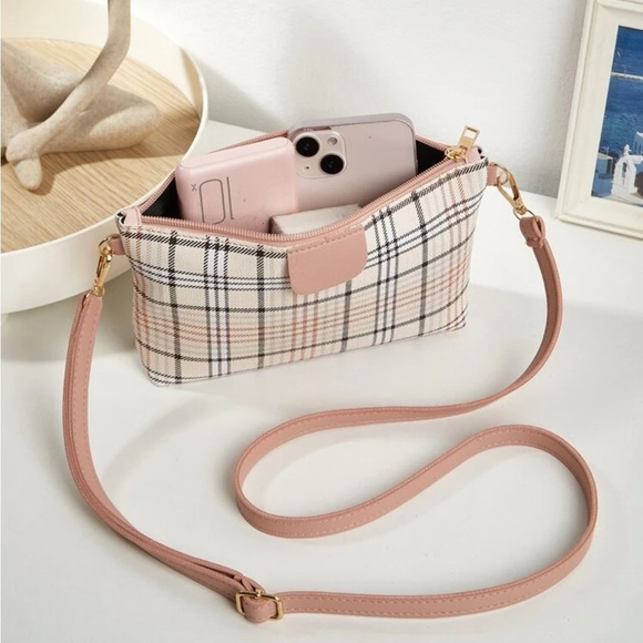 ⚠️Clearance Pink Plaid Pattern Square Crossbody Bag - Picture 6 of 6